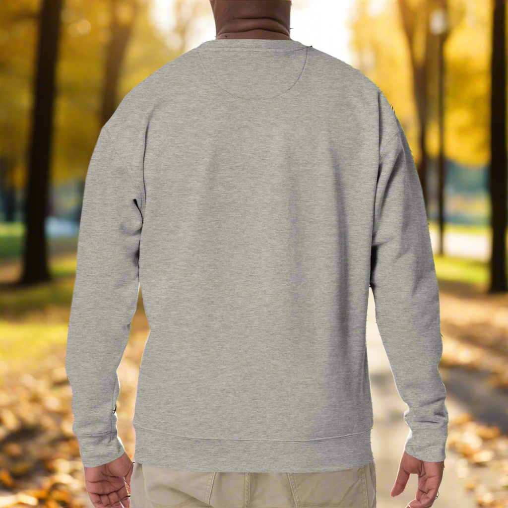 Men's Back View Carbon Grey Fantasy Peace Sign men's Sweatshirt.