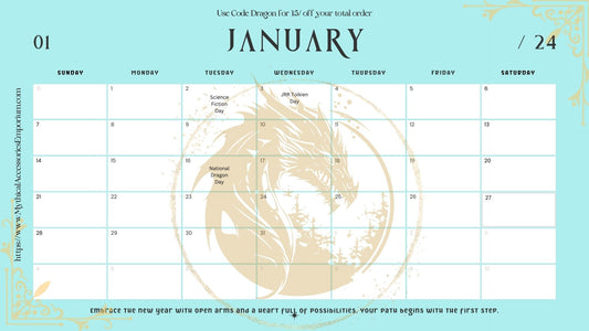 Image of January from the free to download Calendar 2024 Mythical Accessories Emporium