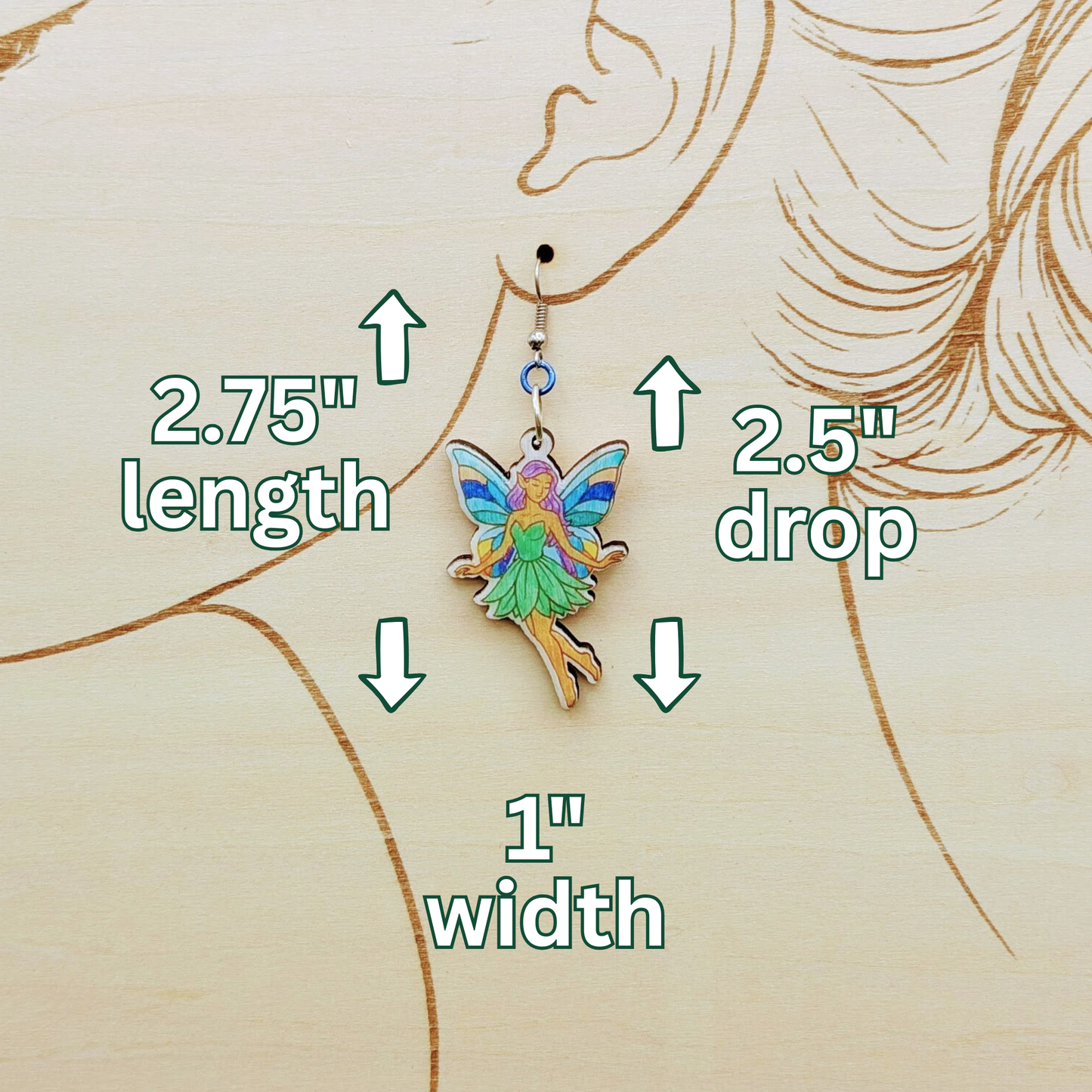Fairy Earring, Handpainted