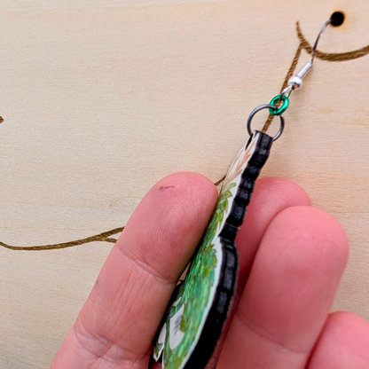 Earth Dragon Earrings, Handmade Wood Jewelry