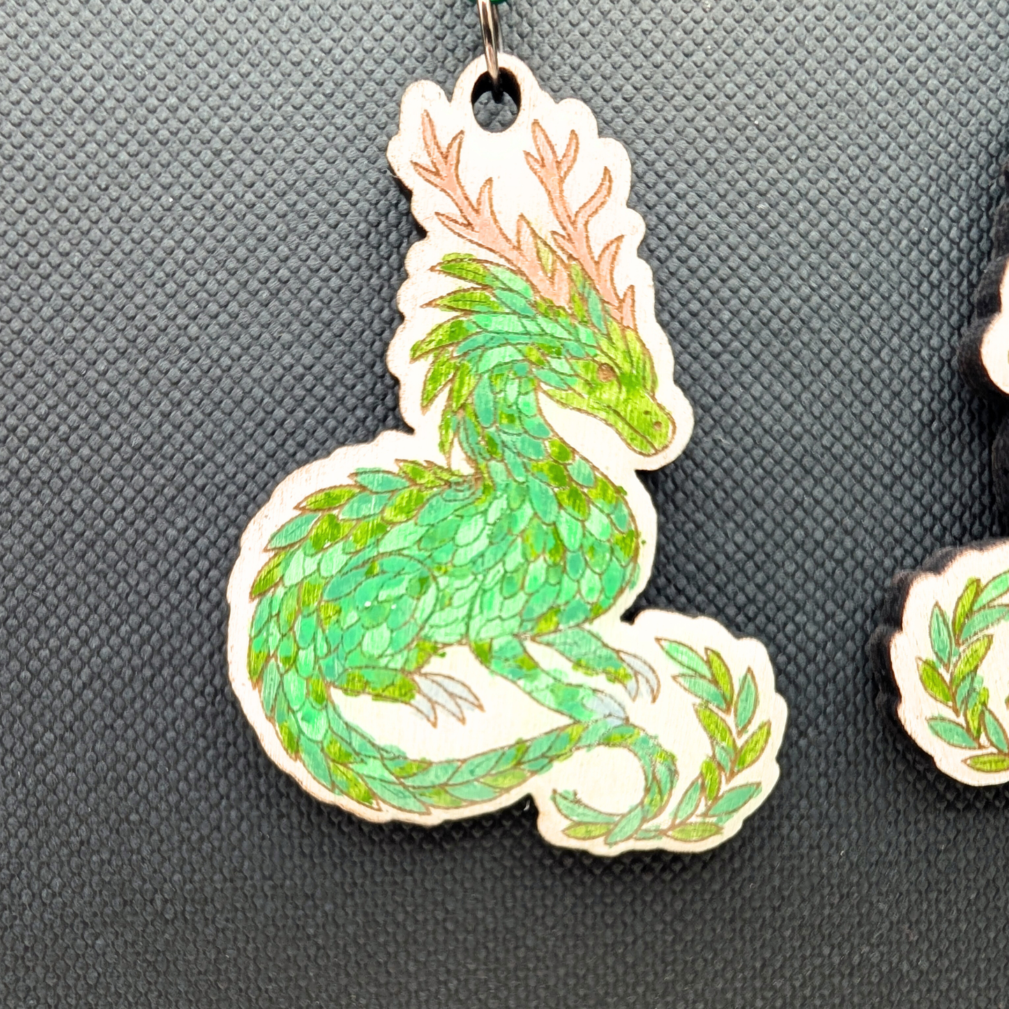Earth Dragon Earrings, Handmade Wood Jewelry
