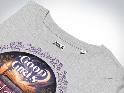 Athletic Grey Graphic Tee Up Close view of collar. Here you can see the fabric tape on the back of the collar which helps to prevent stretching, reinforce the neckline, and increases comfort.