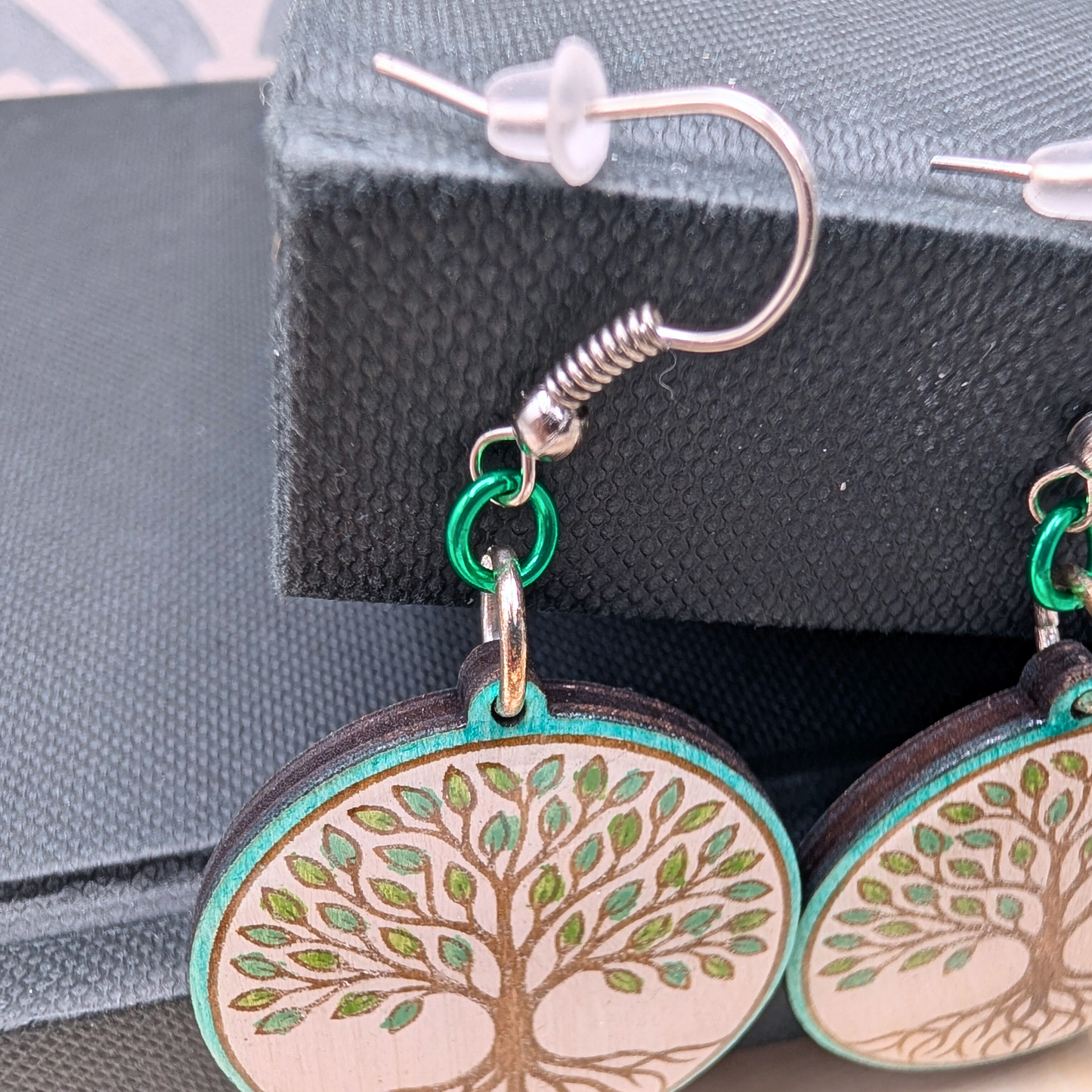 Tree of Life Earrings, Wood Handmade Jewelry