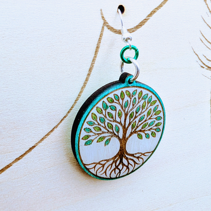 Tree of Life Earrings, Wood Handmade Jewelry