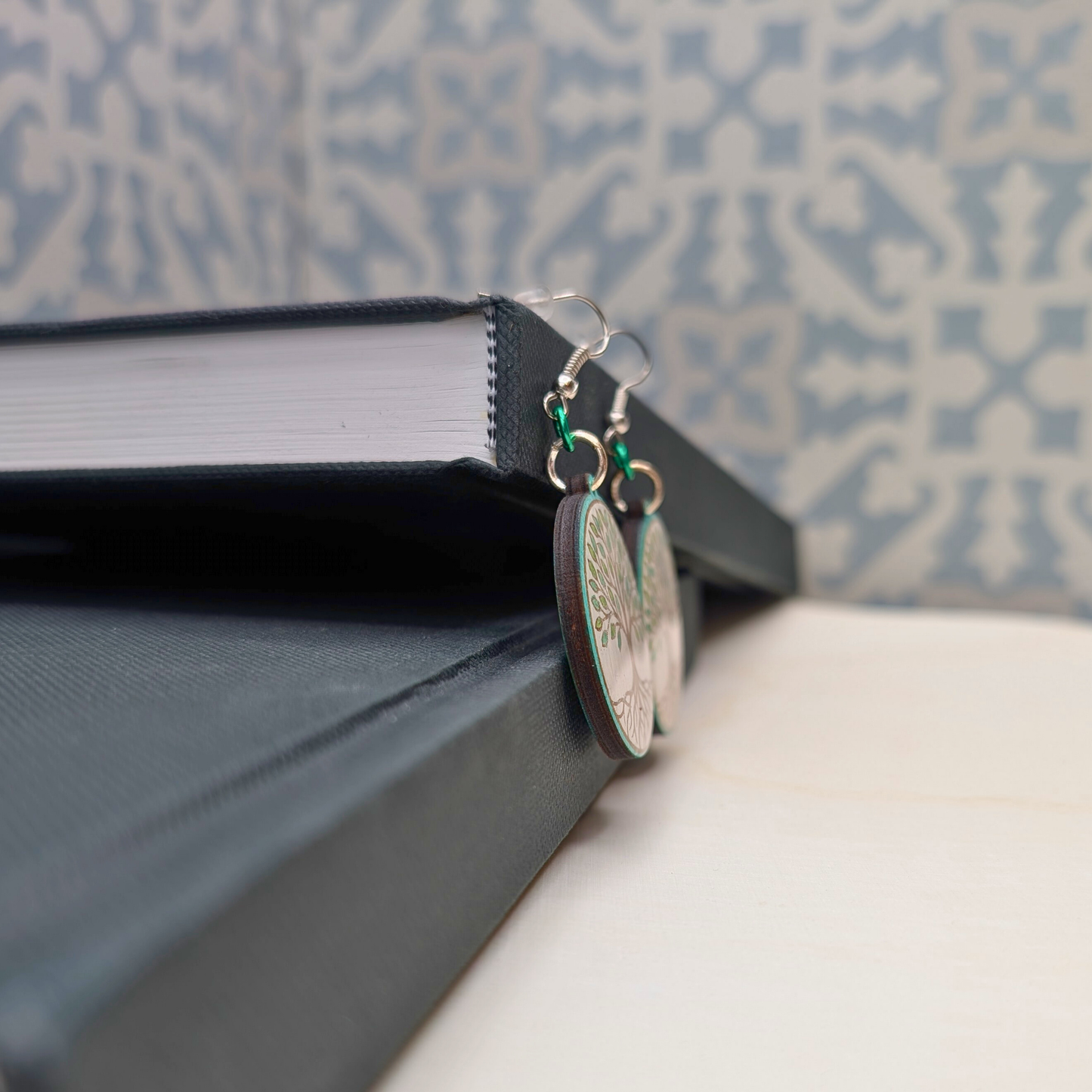 Tree of Life Earrings, Wood Handmade Jewelry