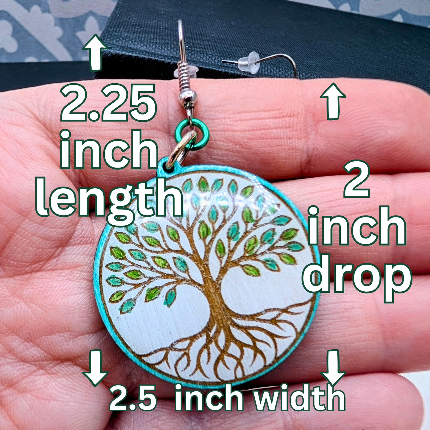 Tree of Life Earrings, Wood Handmade Jewelry
