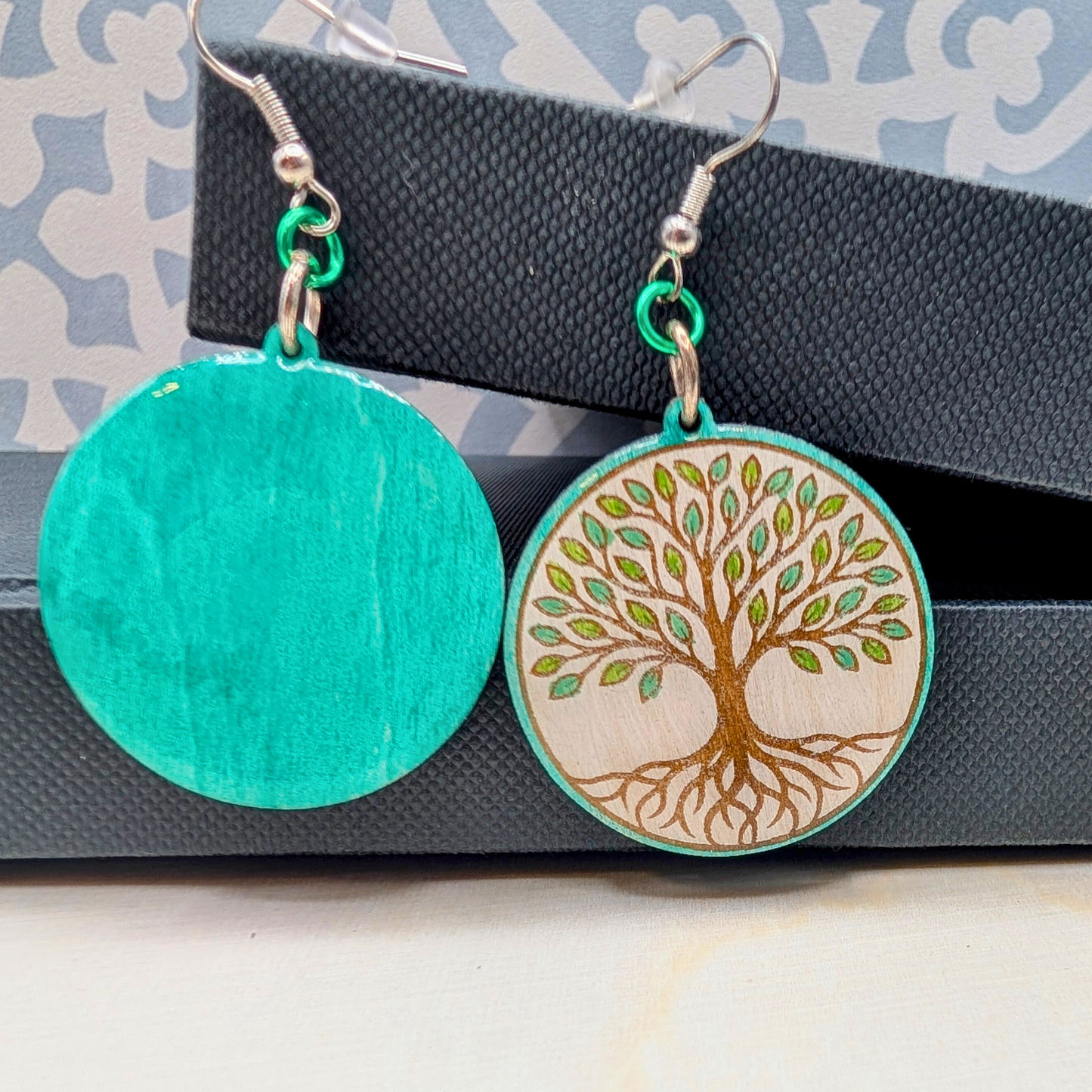 Tree of Life Earrings, Wood Handmade Jewelry