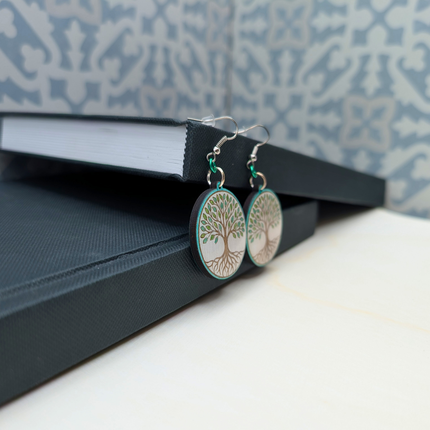 Tree of Life Earrings, Wood Handmade Jewelry