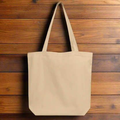 Back view Natural Organic Tote Bag Poisoned Apple Enthusiast blank side