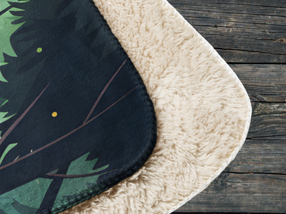 Fairy Cat Sherpa Throw Blanket showing the corners folded together so that you can see the top and the bottom. You can see the corners of the throw are rounded.