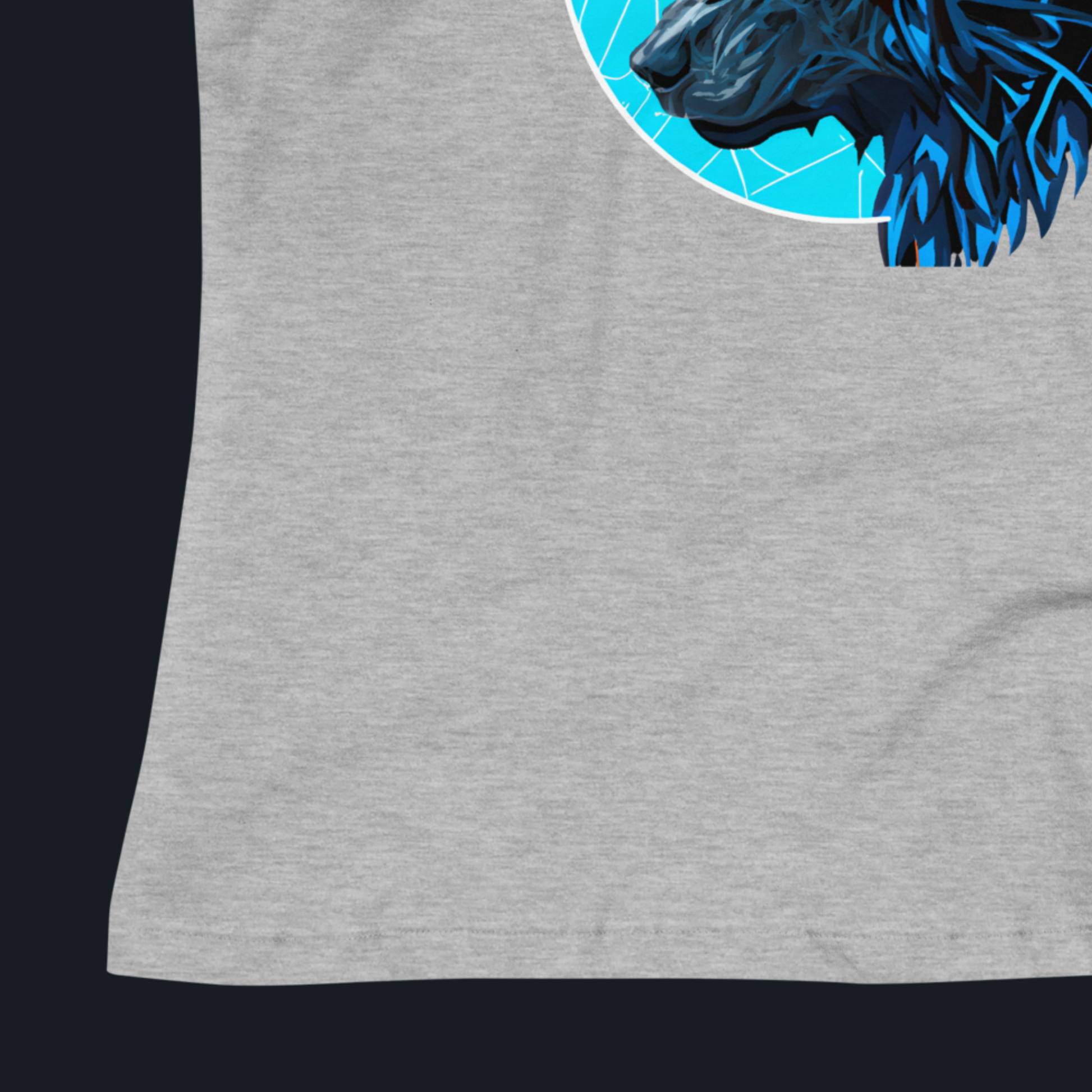 Fenrir Women's Shirt Flat view heather grey. You can see a close up of the hem. 